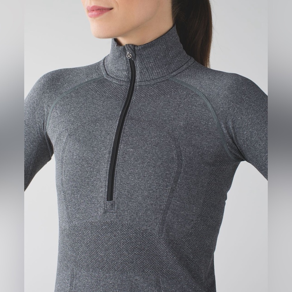 lululemon swiftly tech Heathered Gray Half-Zip Athletic Running Yoga Top